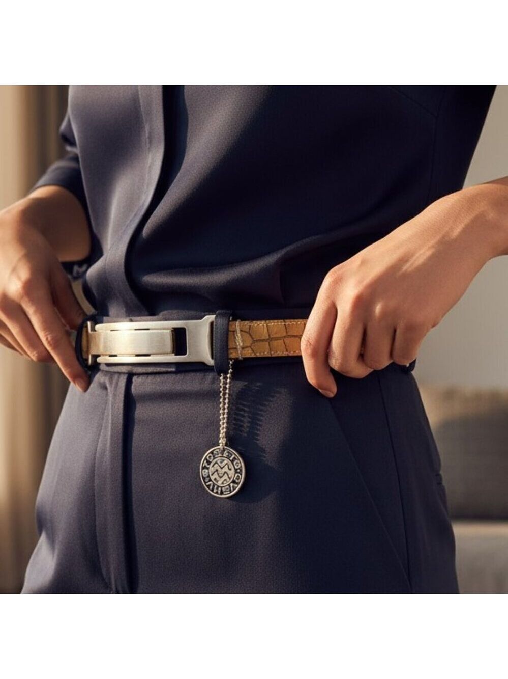 Streets Ahead Croc Embossed Leather Belt w/ Fibel Italian Buckle | Tan & Brown